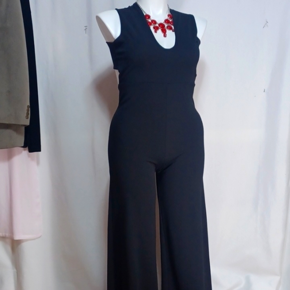 PINK LILY PULL ON PANT JUMPSUIT evening wear SIZE MED IN BLACK